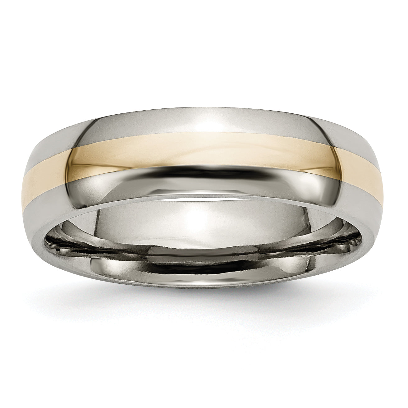 Titanium Polished with 14k Gold Inlay 6mm Band Main image