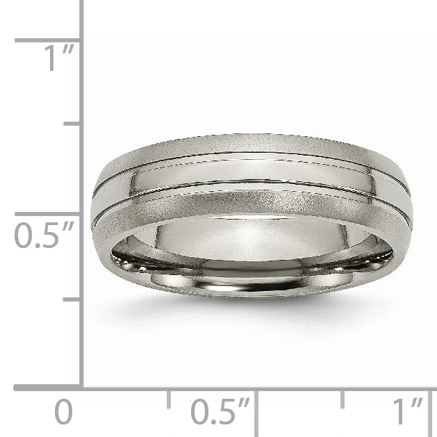 Titanium Grooved Unisex Wedding Band with Polished Brushed Finish