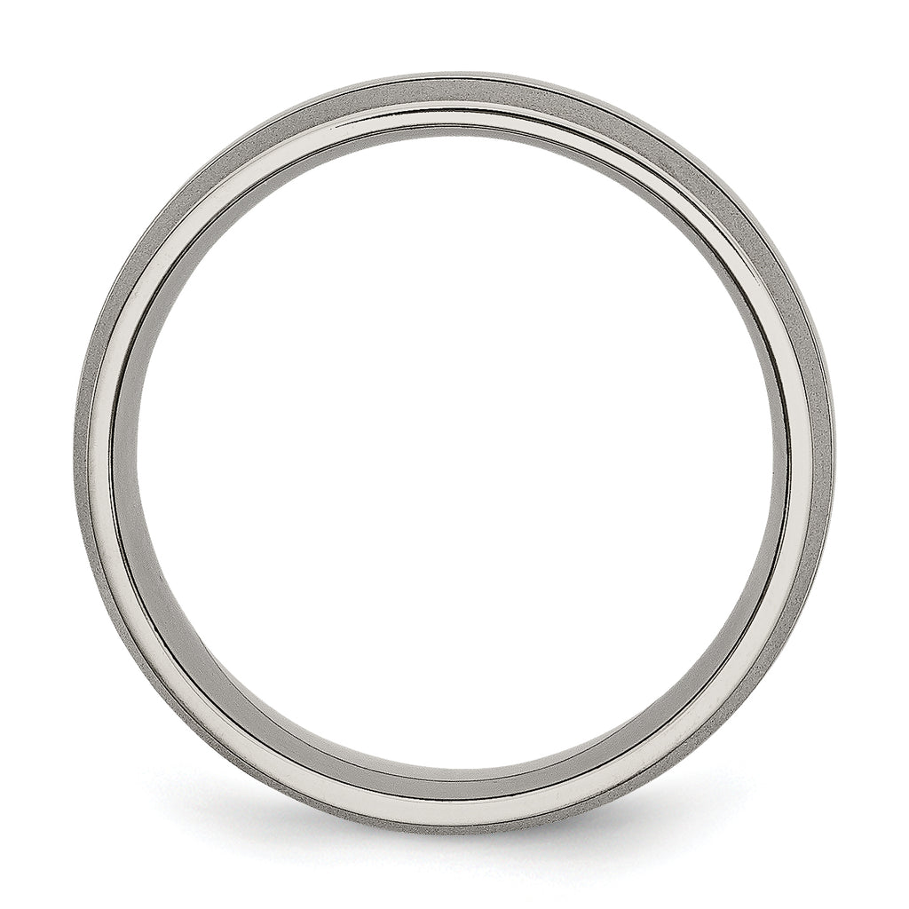 Grooved Wedding Band in Titanium, 8mm
