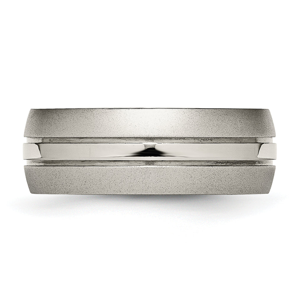 Grooved Wedding Band in Titanium, 8mm