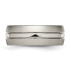Grooved Wedding Band in Titanium, 8mm