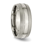 Grooved Wedding Band in Titanium, 8mm