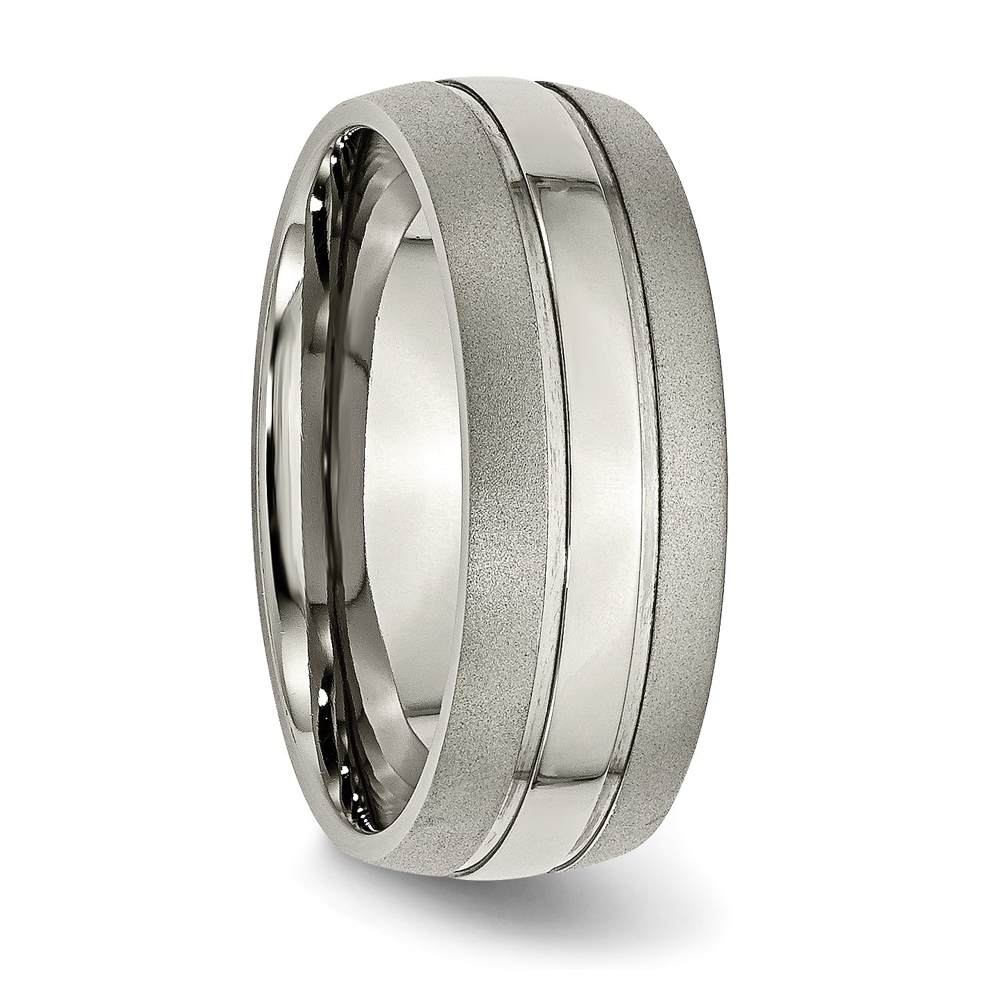 Grooved Wedding Band in Titanium, 8mm