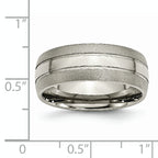 Grooved Wedding Band in Titanium, 8mm