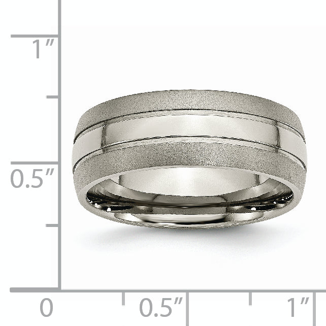 Grooved Wedding Band in Titanium, 8mm