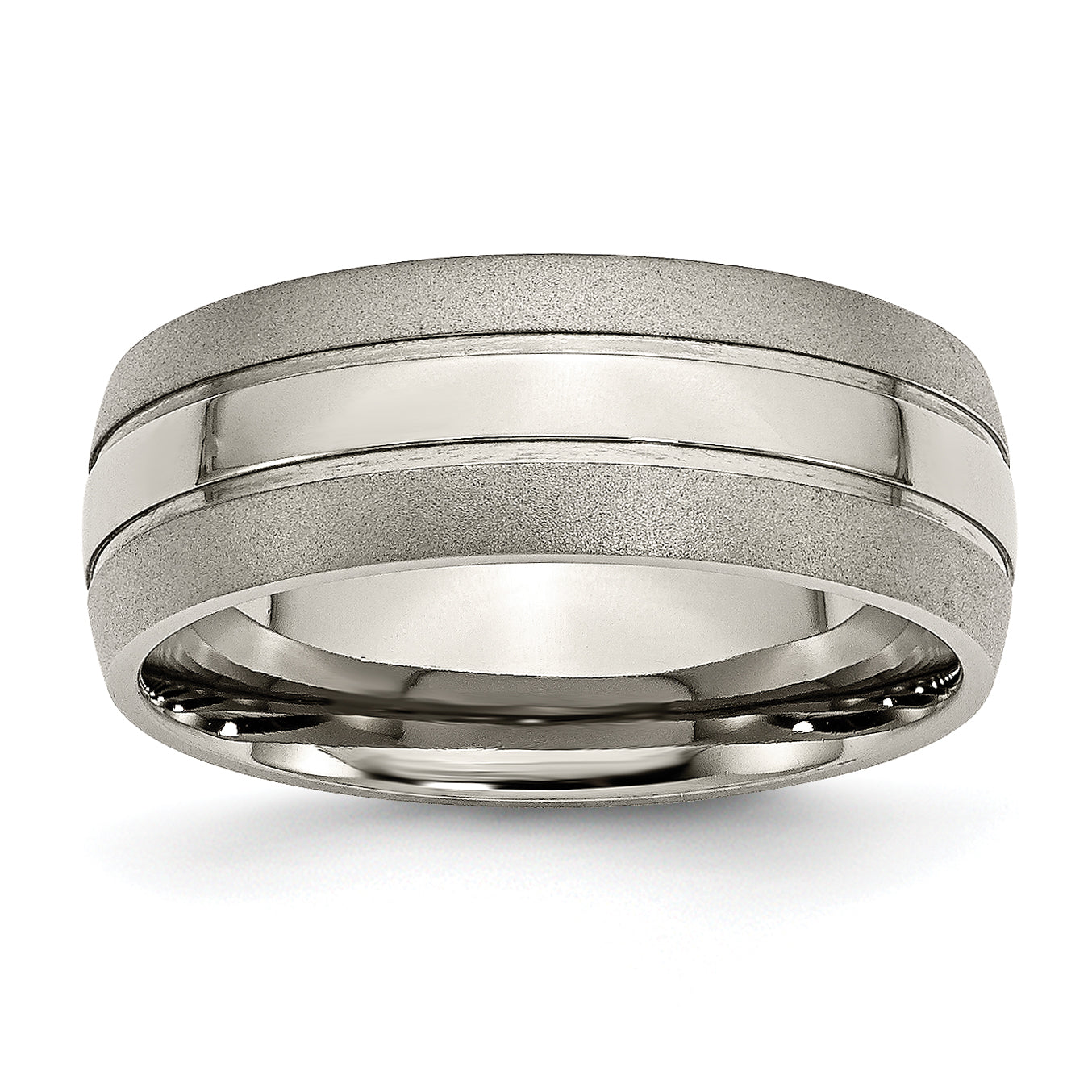 Titanium Brushed and Polished 8mm Grooved Band Main image