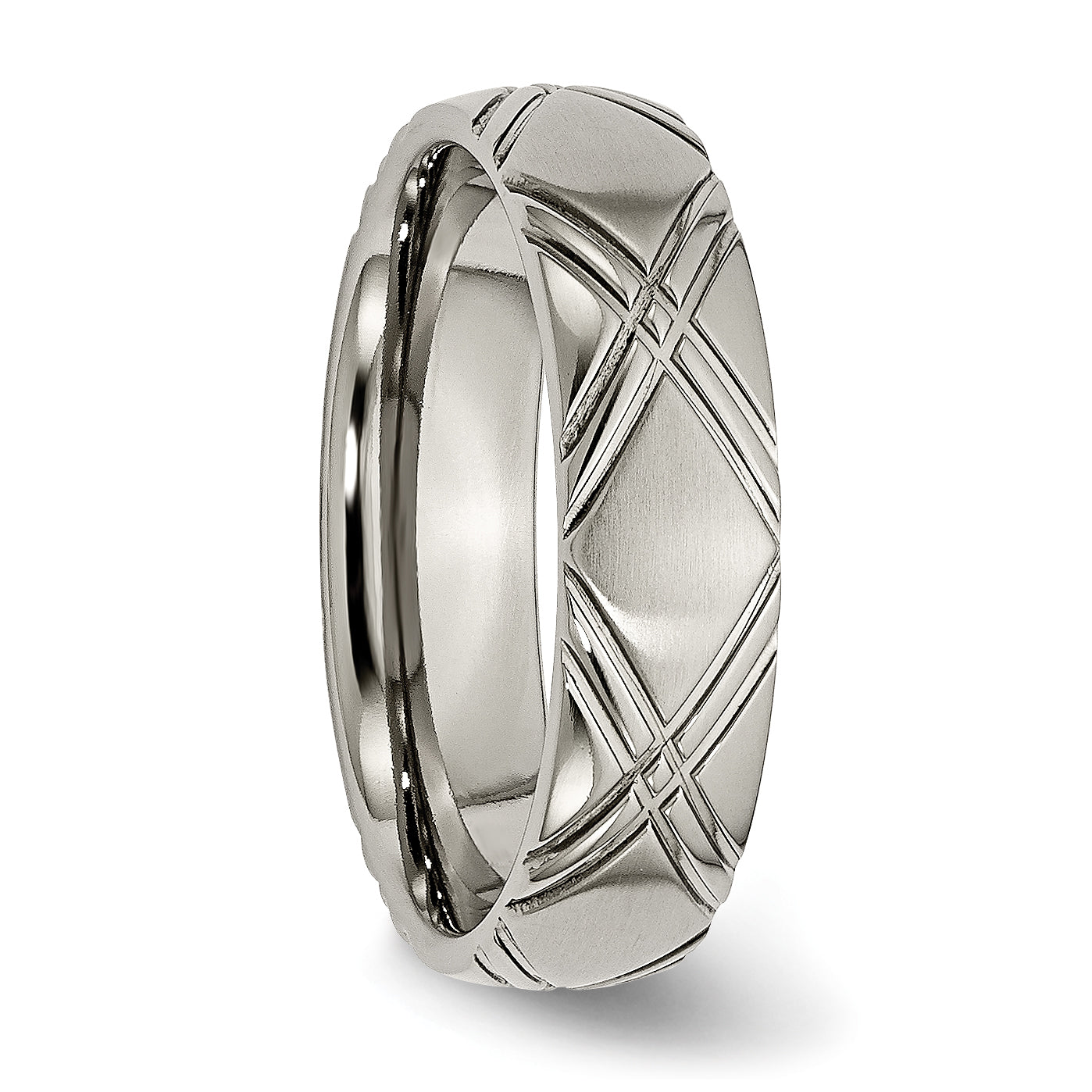 Sophia Jewelers Unisex Titanium Crisscross Wedding Band Engravable 6mm Polished