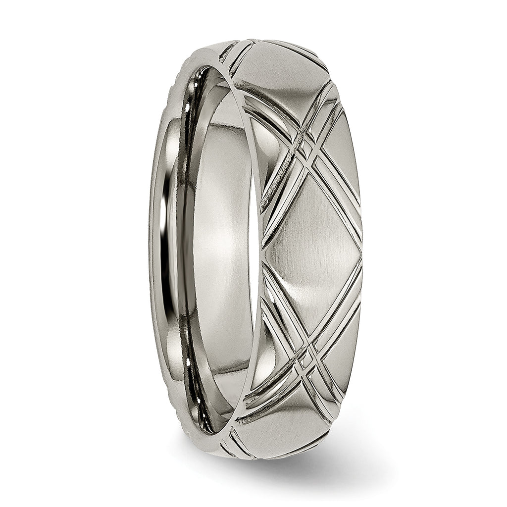Criss-Cross Wedding Band in Titanium, 6mm