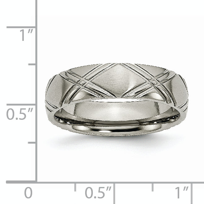 Criss-Cross Wedding Band in Titanium, 6mm
