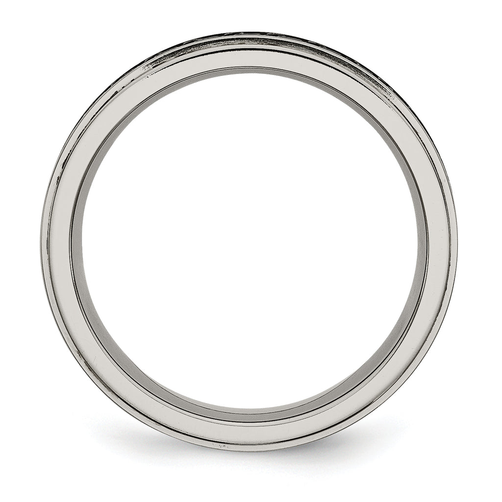 Black Enamel Braid Wedding Band in Titanium, 6mm