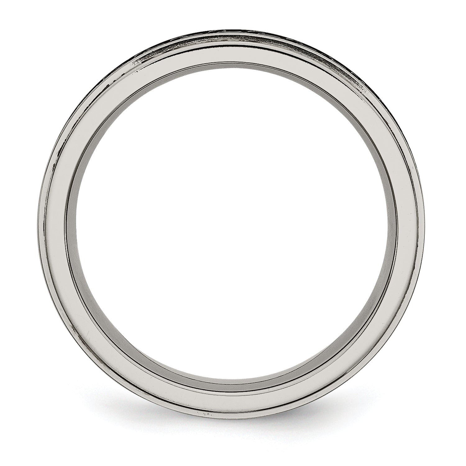 Black Enamel Braid Wedding Band in Titanium, 6mm