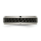 Black Enamel Braid Wedding Band in Titanium, 6mm