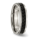 Black Enamel Braid Wedding Band in Titanium, 6mm