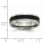 Black Enamel Braid Wedding Band in Titanium, 6mm