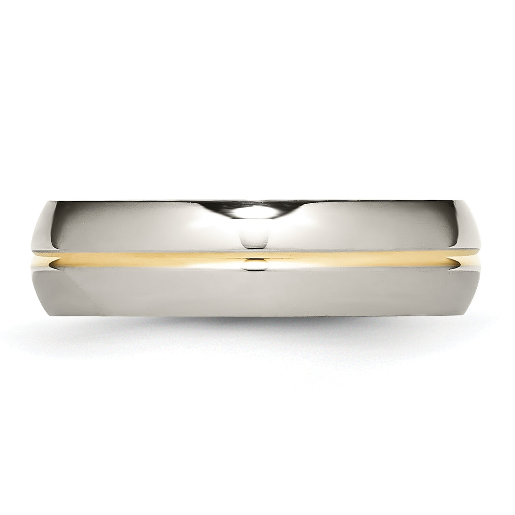 Titanium Wedding Band with Gold Tone Grooved Elegance