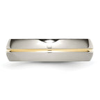Titanium Wedding Band with Gold Tone Grooved Elegance