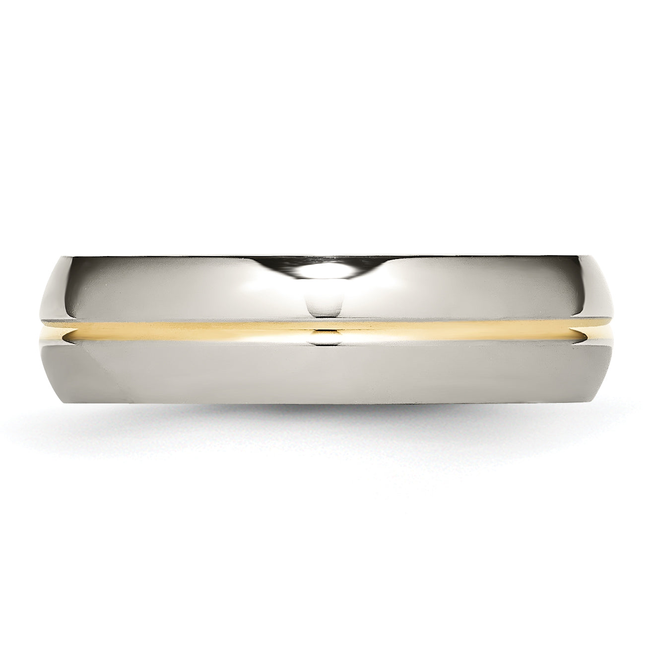Titanium Wedding Band with Gold Tone Grooved Elegance