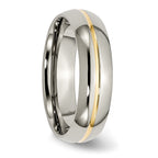Titanium Wedding Band with Gold Tone Grooved Elegance