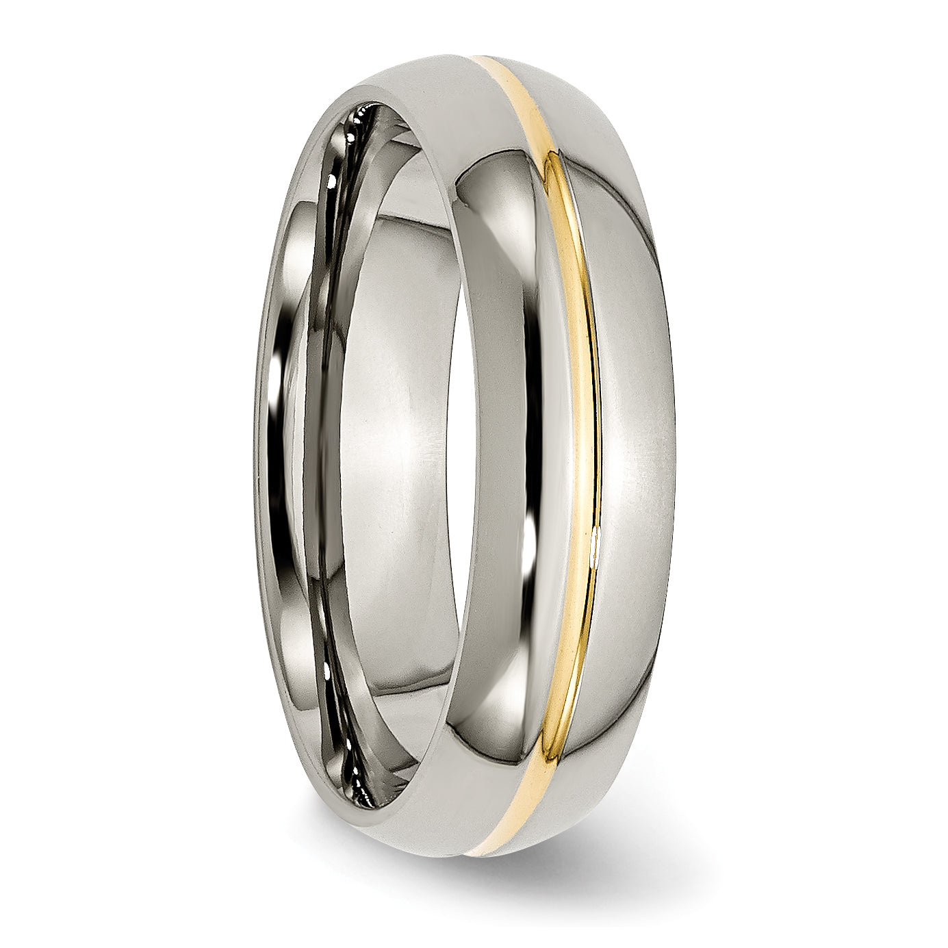 Titanium Wedding Band with Gold Tone Grooved Elegance