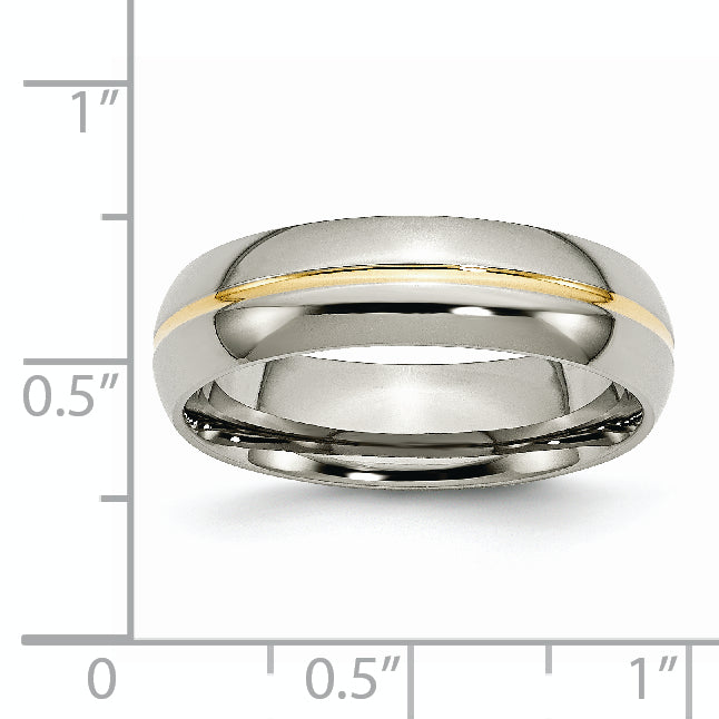 Titanium Wedding Band with Gold Tone Grooved Elegance