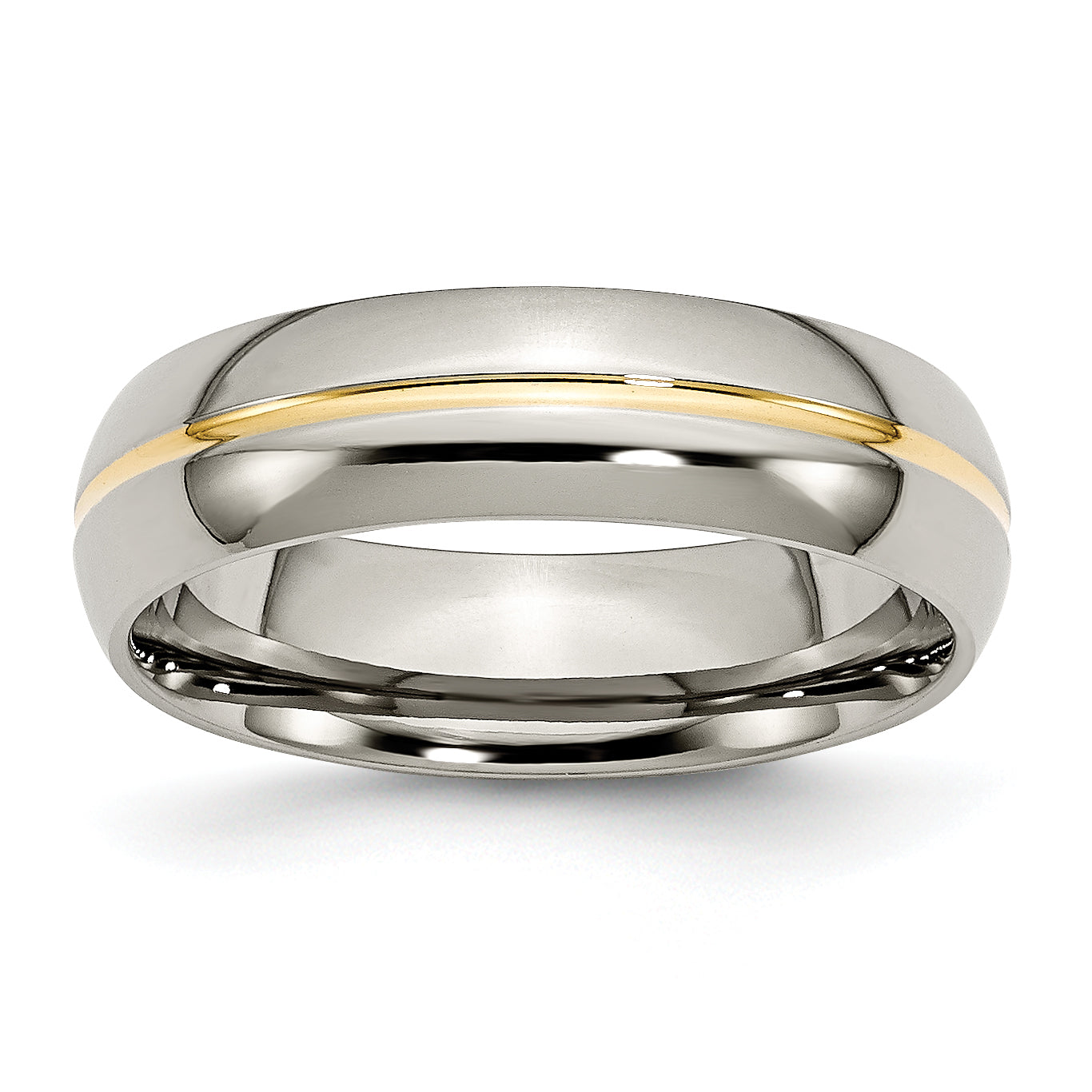 Titanium Polished Yellow IP-plated 6mm Grooved Band Main image