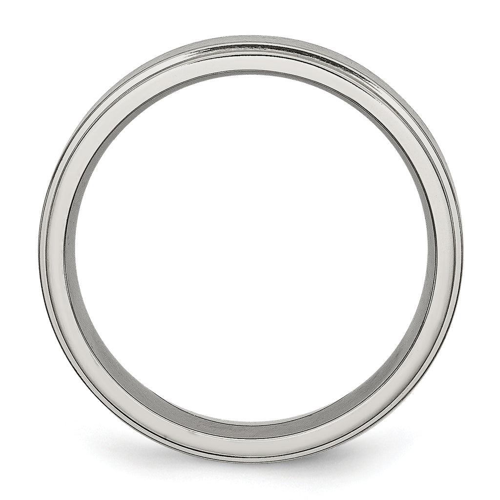 Ridged Edge Wedding Band in Titanium, 6mm