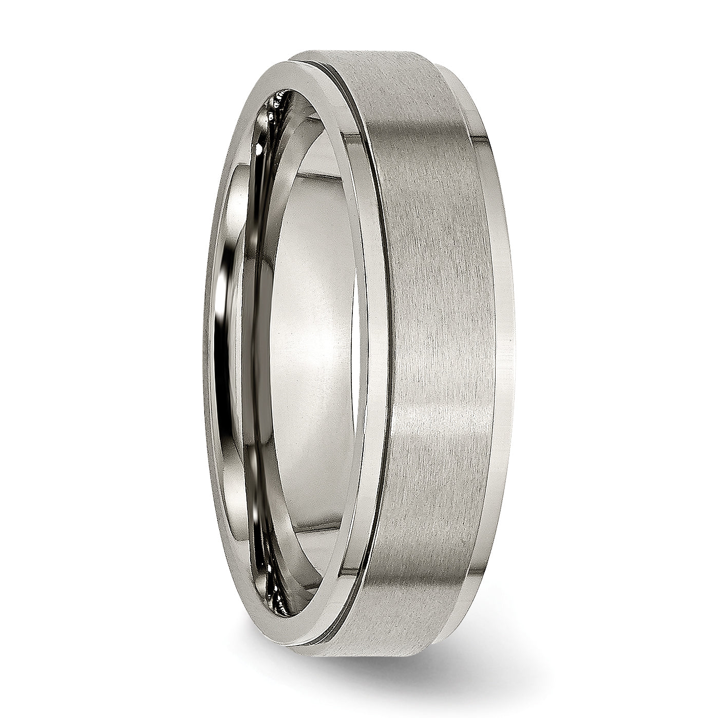 Ridged Edge Wedding Band in Titanium, 6mm