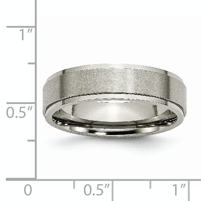 Ridged Edge Wedding Band in Titanium, 6mm