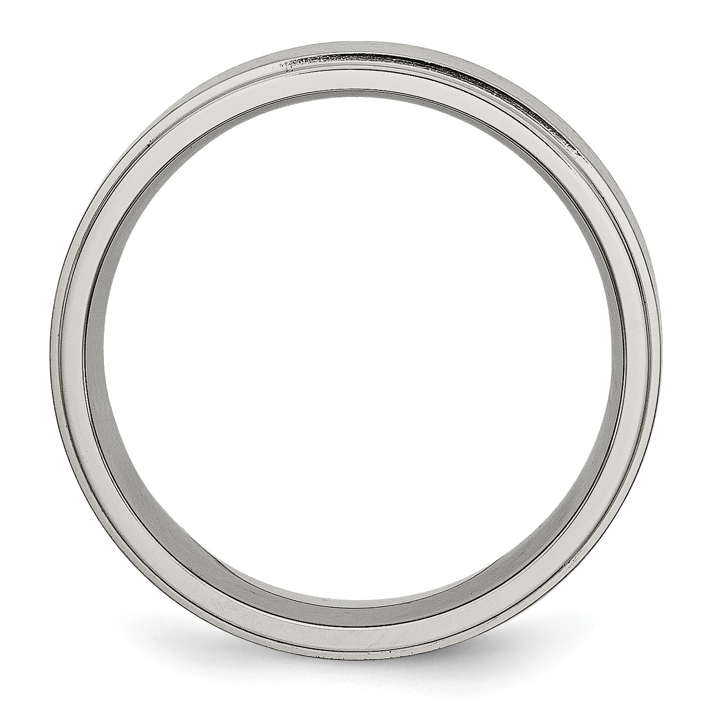 Titanium Unisex Ridged Edge Wedding Band Polished Comfort Fit, Engravable