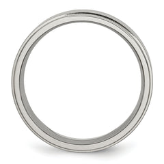 Titanium Unisex Ridged Edge Wedding Band Polished Comfort Fit, Engravable