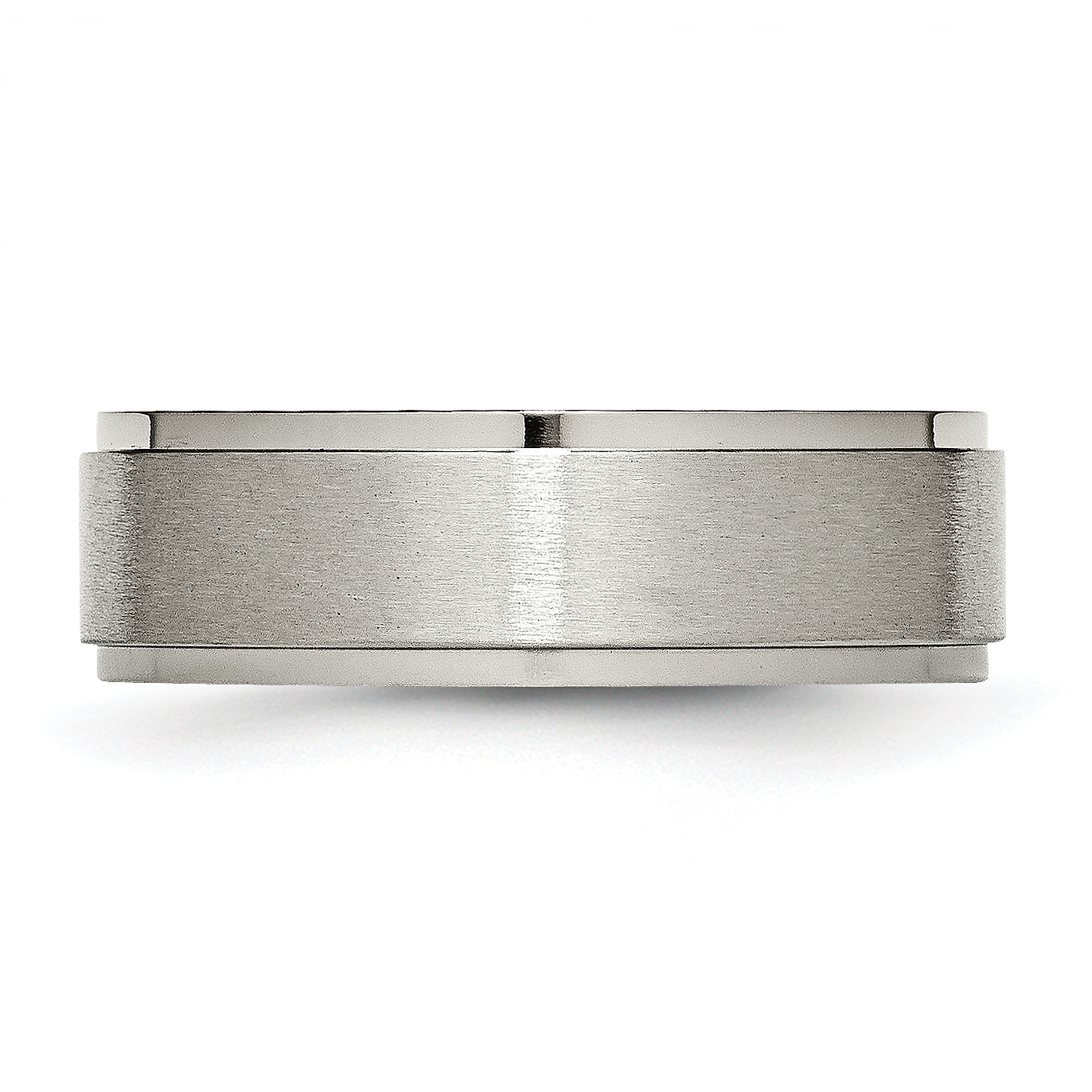Titanium Unisex Ridged Edge Wedding Band Polished Comfort Fit, Engravable