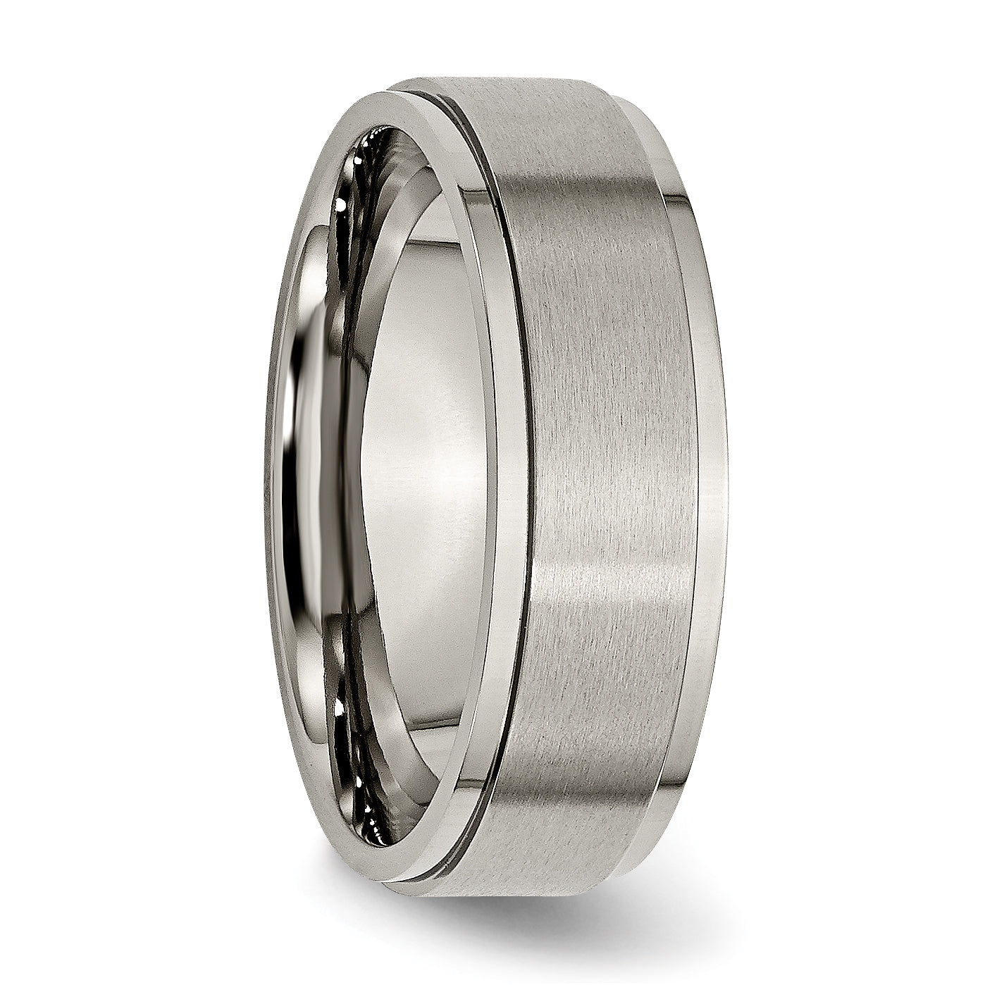 Titanium Unisex Ridged Edge Wedding Band Polished Comfort Fit, Engravable