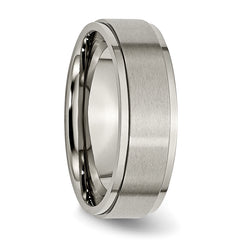 Titanium Unisex Ridged Edge Wedding Band Polished Comfort Fit, Engravable