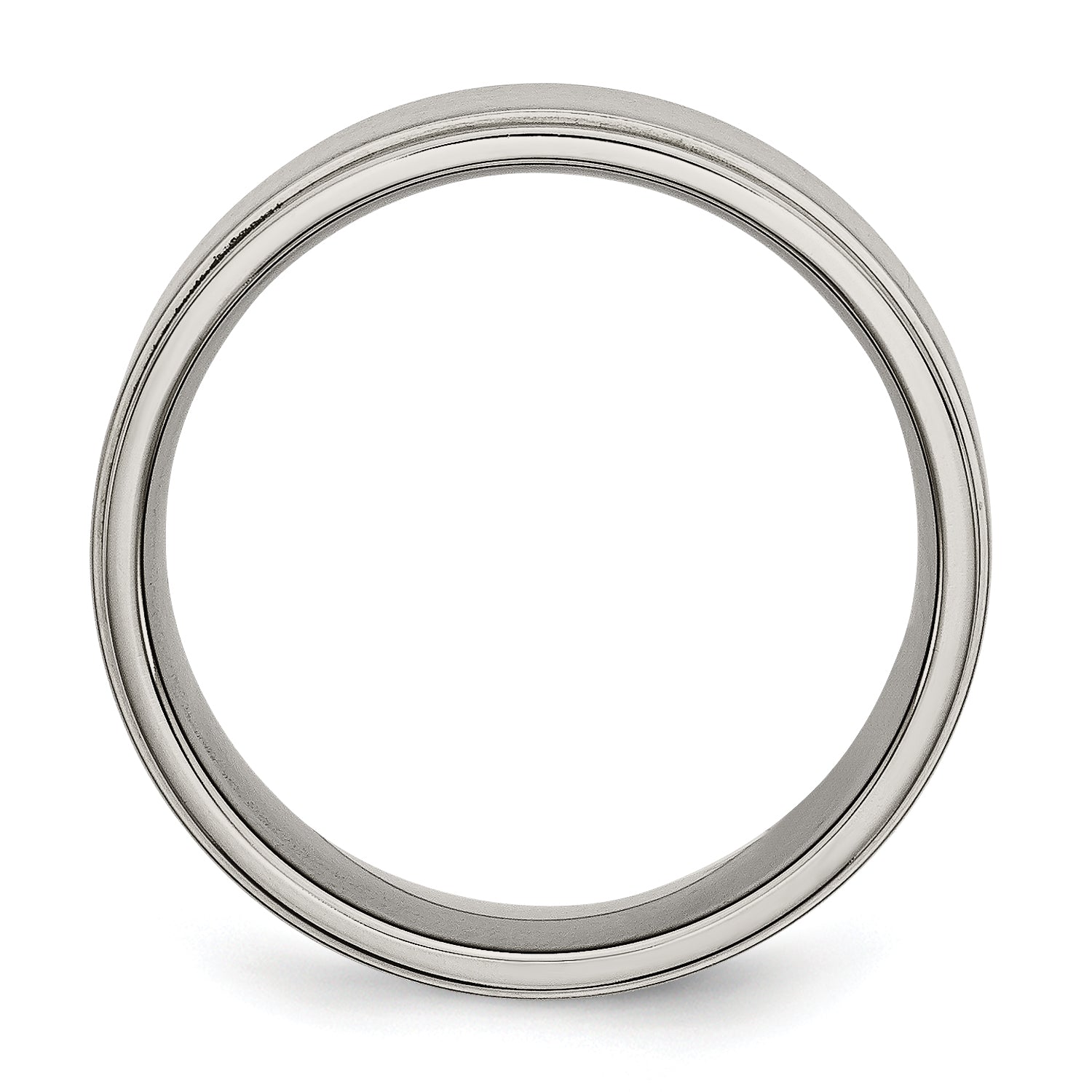 Titanium Wedding Band with Brushed Center and Ridged Edge, Unisex and Engravable