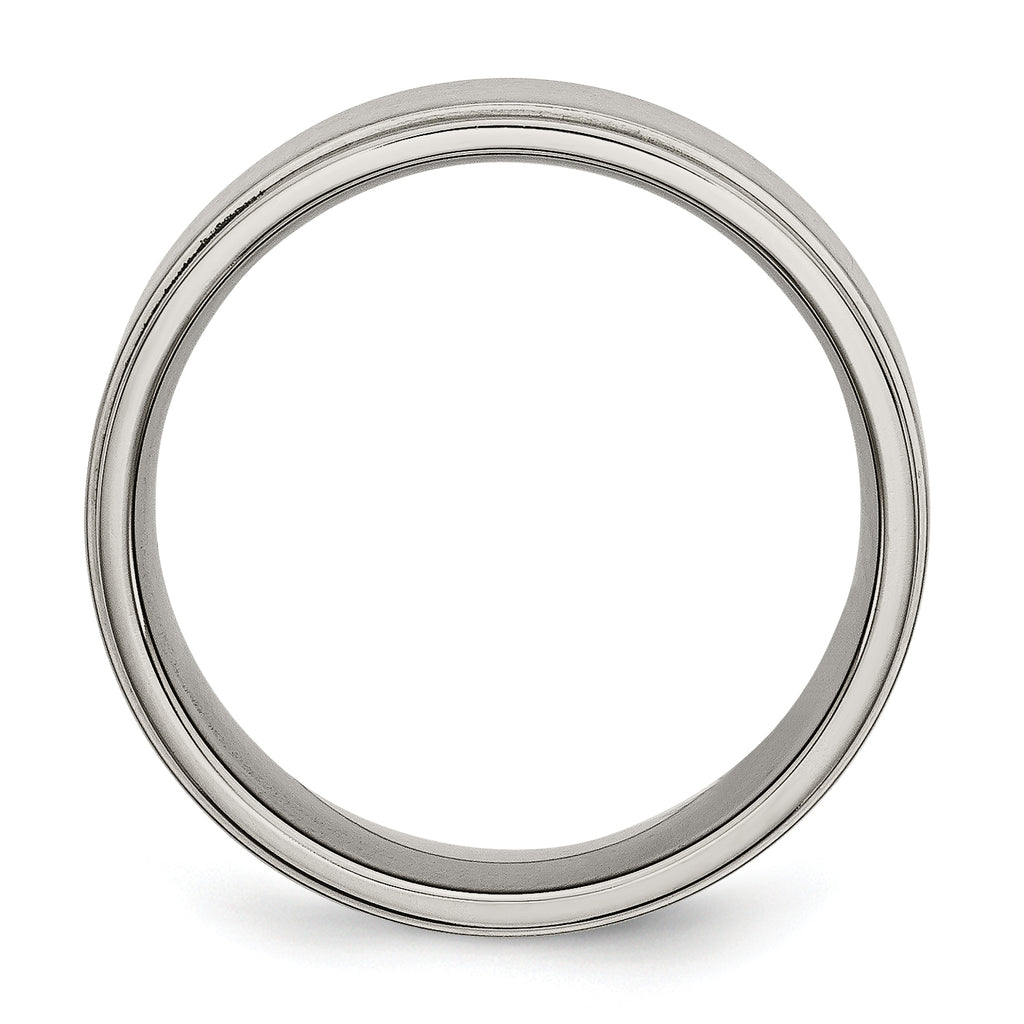 Ridged-Edge Comfort-Fit Wedding Band in Titanium, 8mm