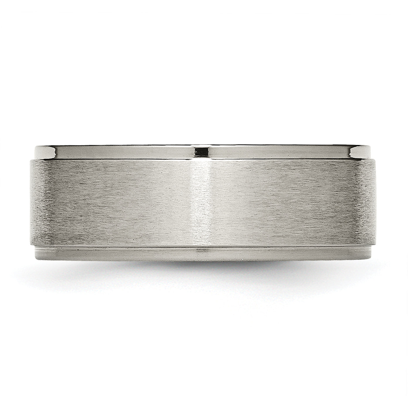 Titanium Wedding Band with Brushed Center and Ridged Edge, Unisex and Engravable