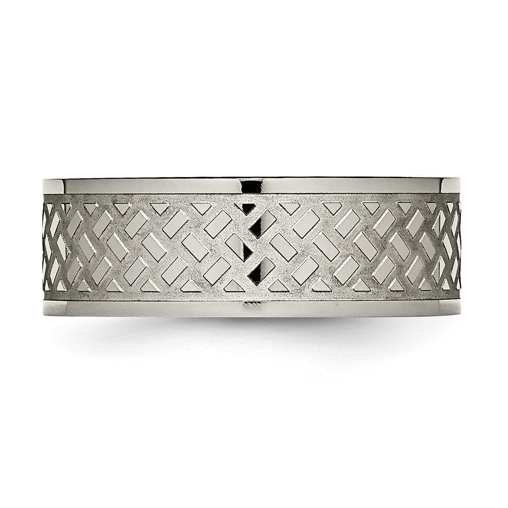 Weave Design Wedding Band in Titanium, 8mm