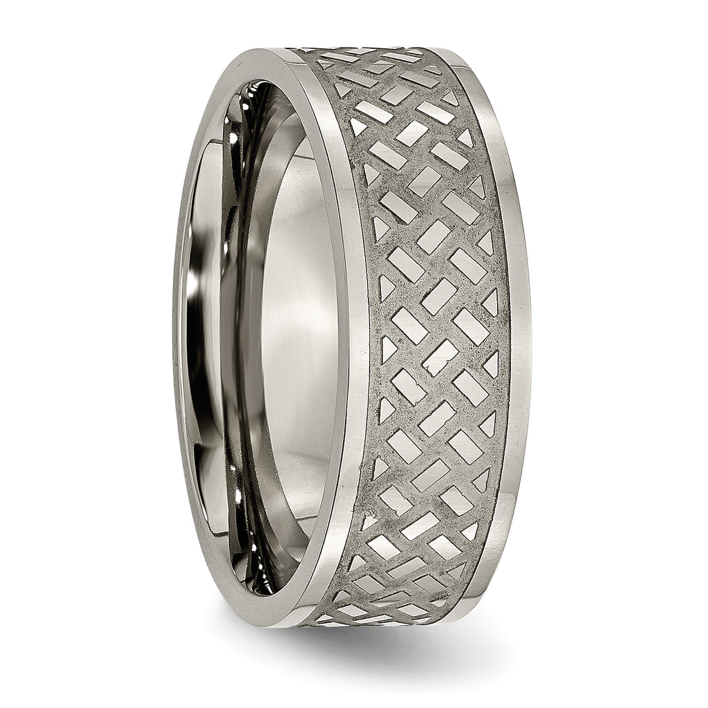 Weave Design Wedding Band in Titanium, 8mm