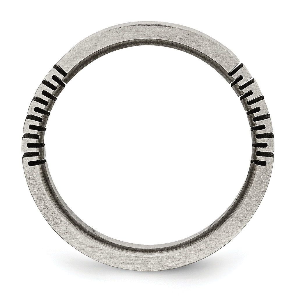 Grooved Brushed Wedding Band in Titanium, 6mm