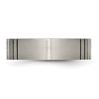 Grooved Brushed Wedding Band in Titanium, 6mm