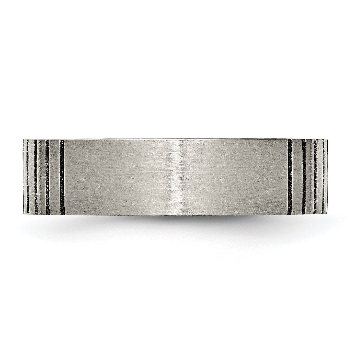 Grooved Brushed Wedding Band in Titanium, 6mm