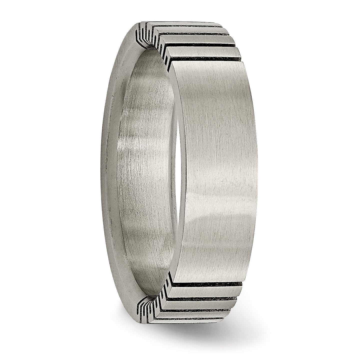 Grooved Brushed Wedding Band in Titanium, 6mm