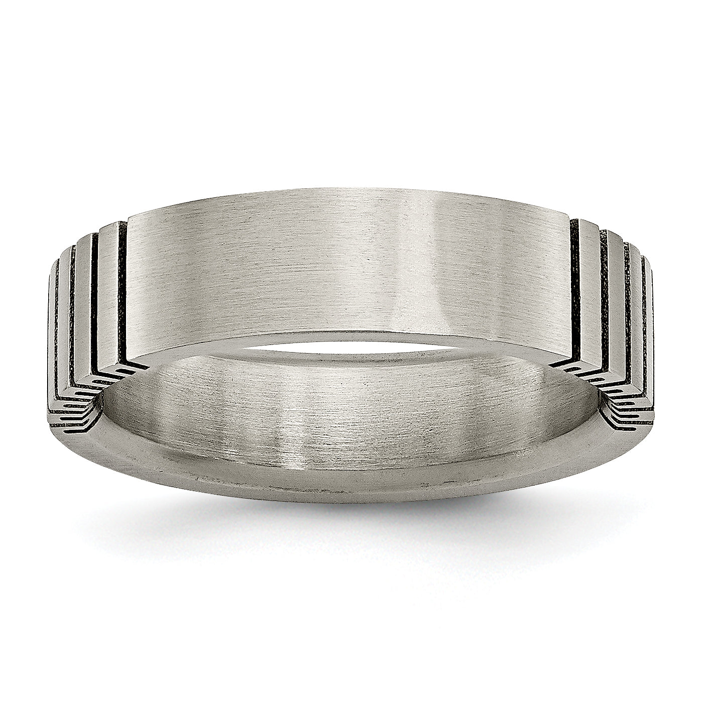 Titanium Flat Grooved 6mm Brushed Band Main image