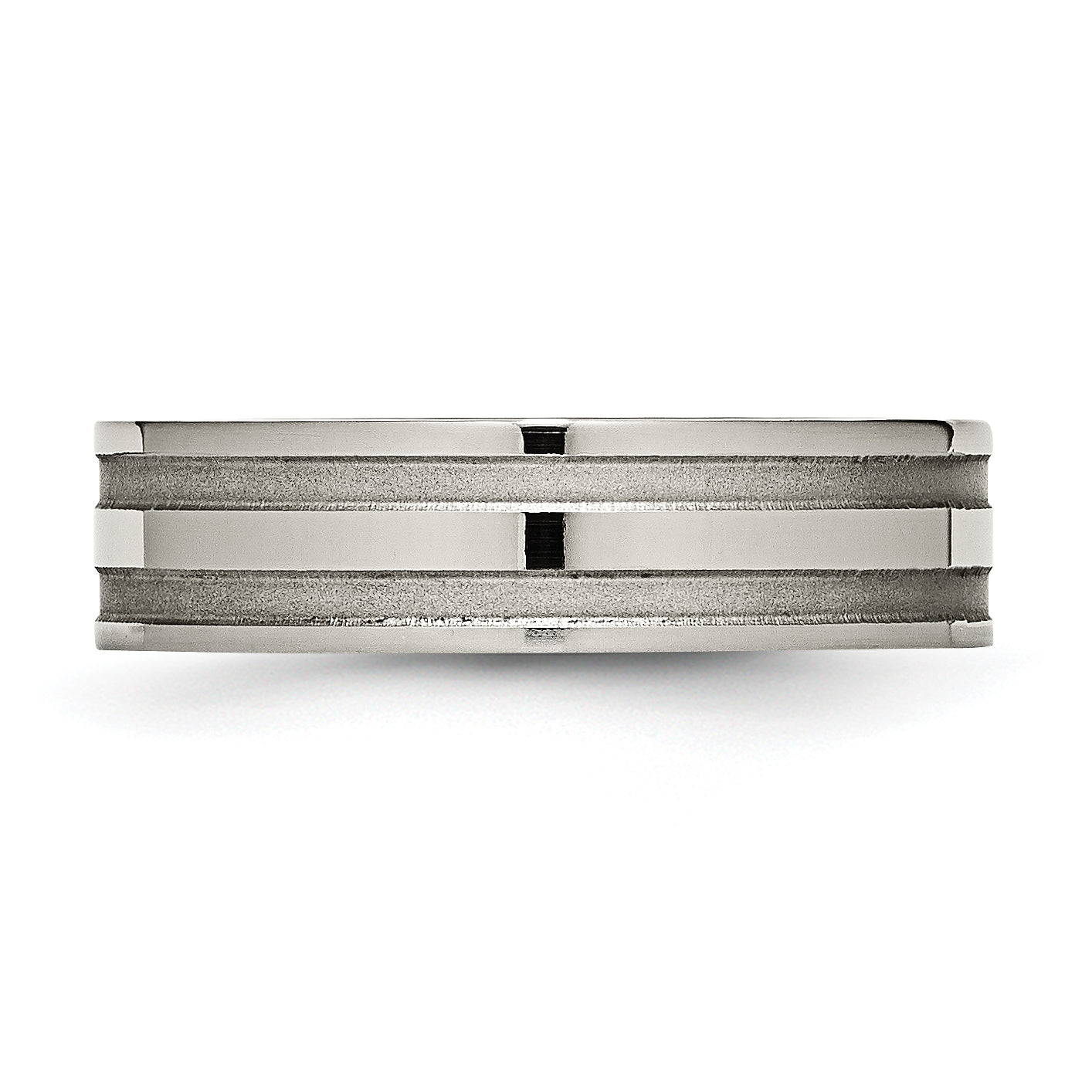 Grooved Wedding Band in Titanium, 6mm