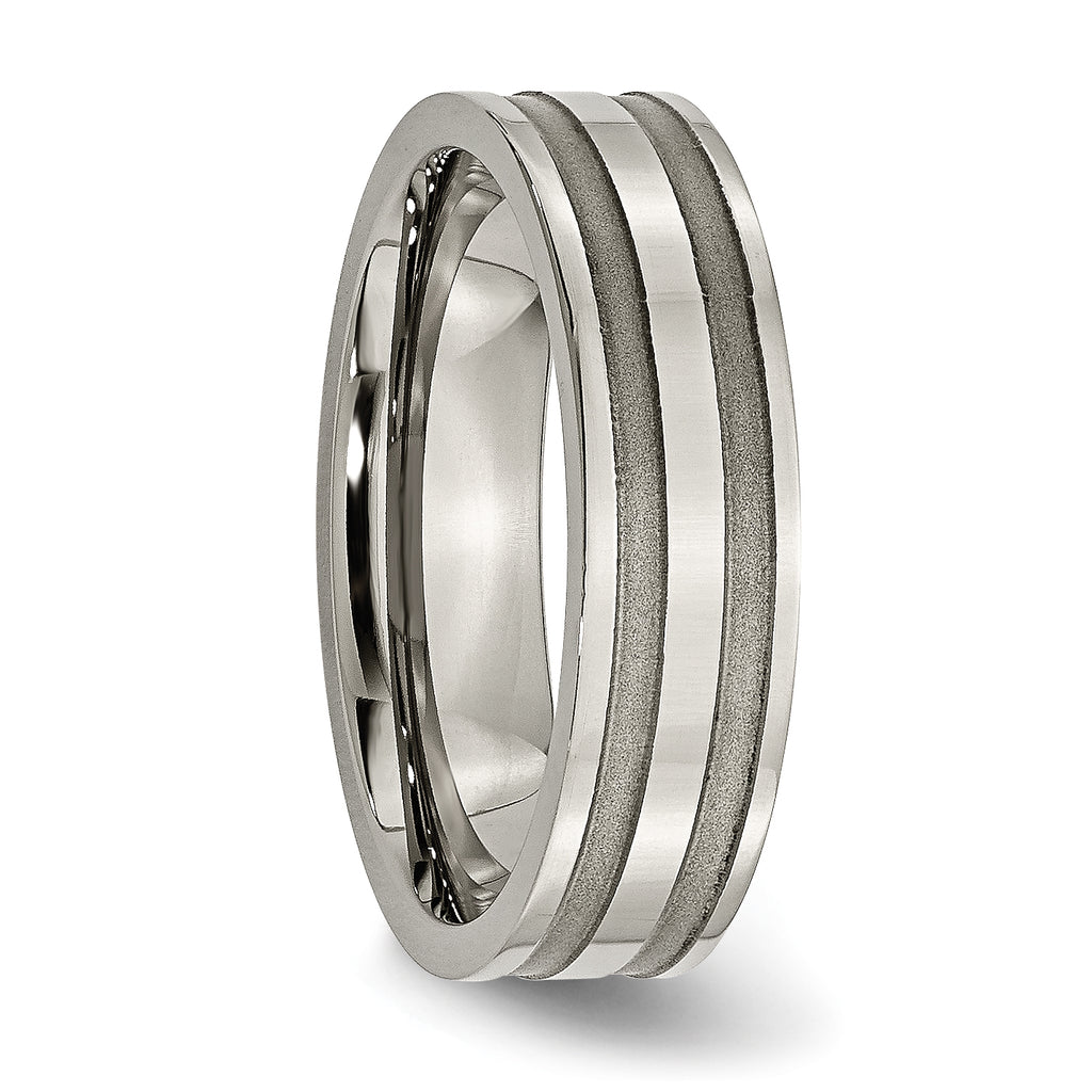 Grooved Wedding Band in Titanium, 6mm