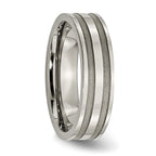 Grooved Wedding Band in Titanium, 6mm