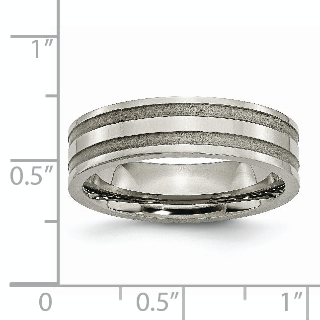 Grooved Wedding Band in Titanium, 6mm
