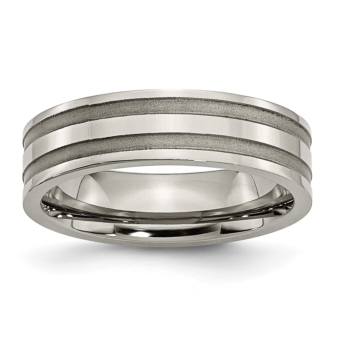 Titanium Brushed and Polished 6mm Grooved Band Main image