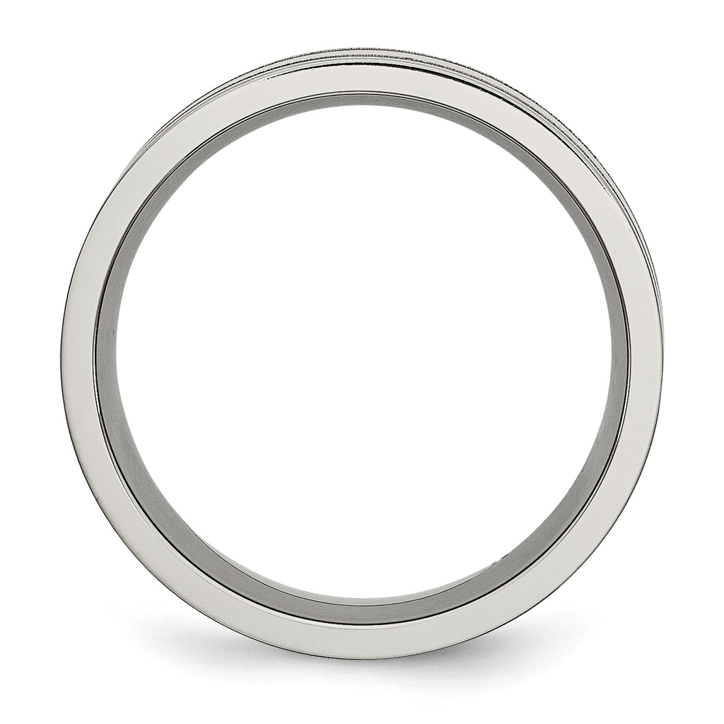 Grooved Wedding Band in Titanium, 8mm