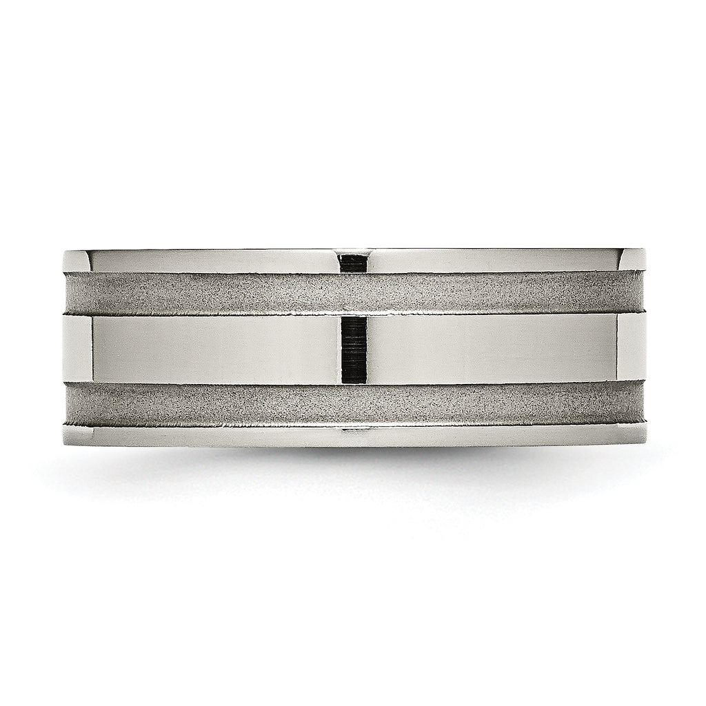 Grooved Wedding Band in Titanium, 8mm